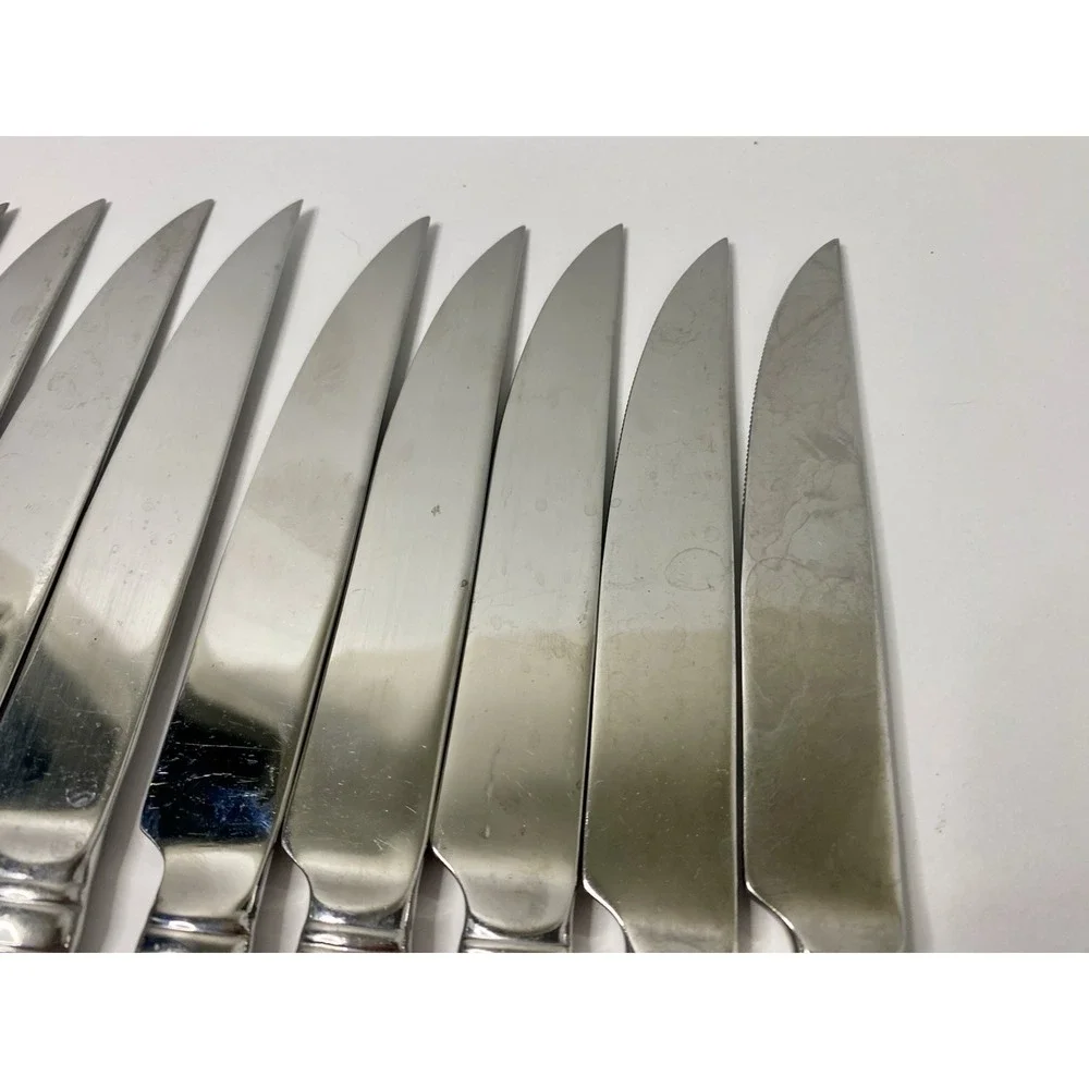 10 Reed & Barton BARRETT Rope Feathered Edge Stainless Steak Knives 9 3/8